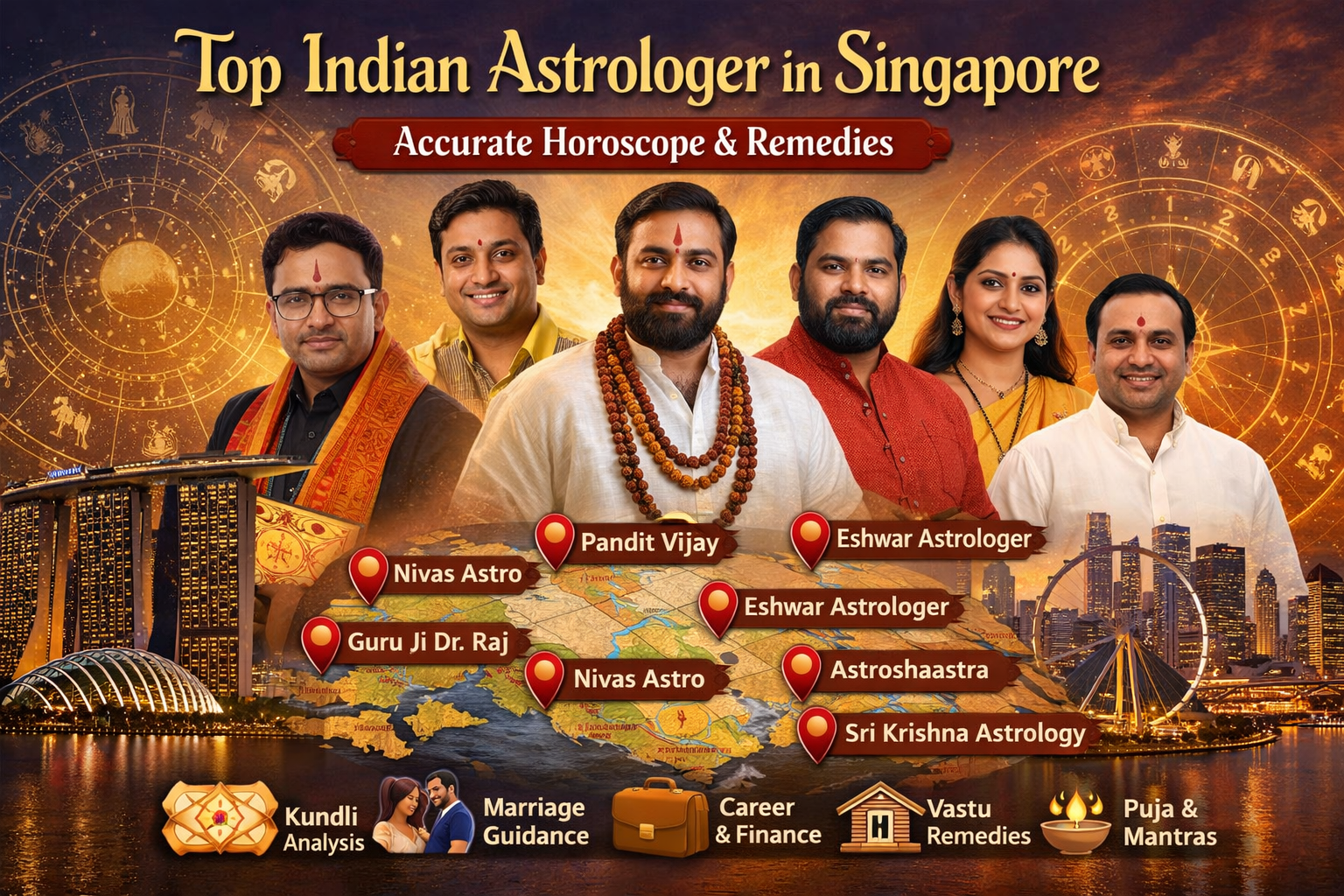 Top Indian astrologers in Singapore offering accurate horoscope readings, kundli analysis, and effective astrology remedies