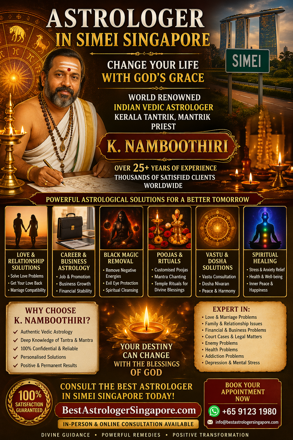 K Namboothiri Indian Vedic astrologer in Simei Singapore performing traditional Kerala tantric ritual